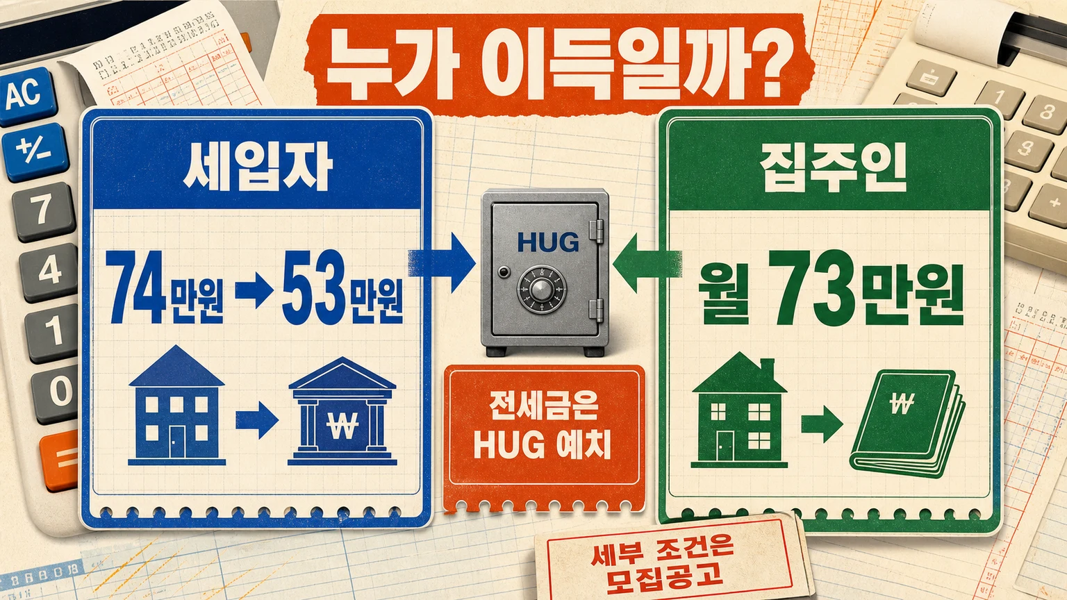 전월세 안심신탁 정부 예시에서 세입자의 월 부담은 74만원에서 53만원으로 줄고 집주인은 월 73만원을 받는 계산