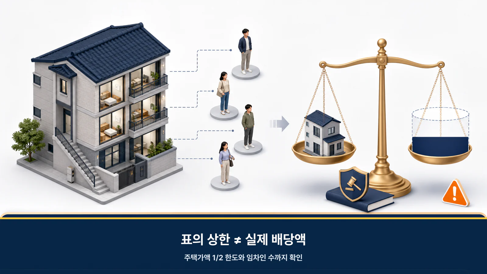 소액임차인 최우선변제금이 주택가액 절반과 여러 임차인의 배당으로 제한되는 구조