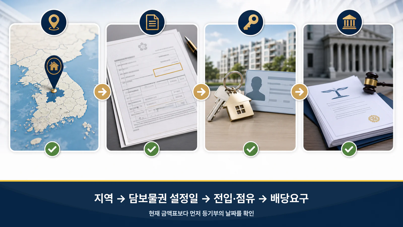 소액임차인 최우선변제를 판단하는 지역, 담보물권 설정일, 전입, 배당요구 네 단계