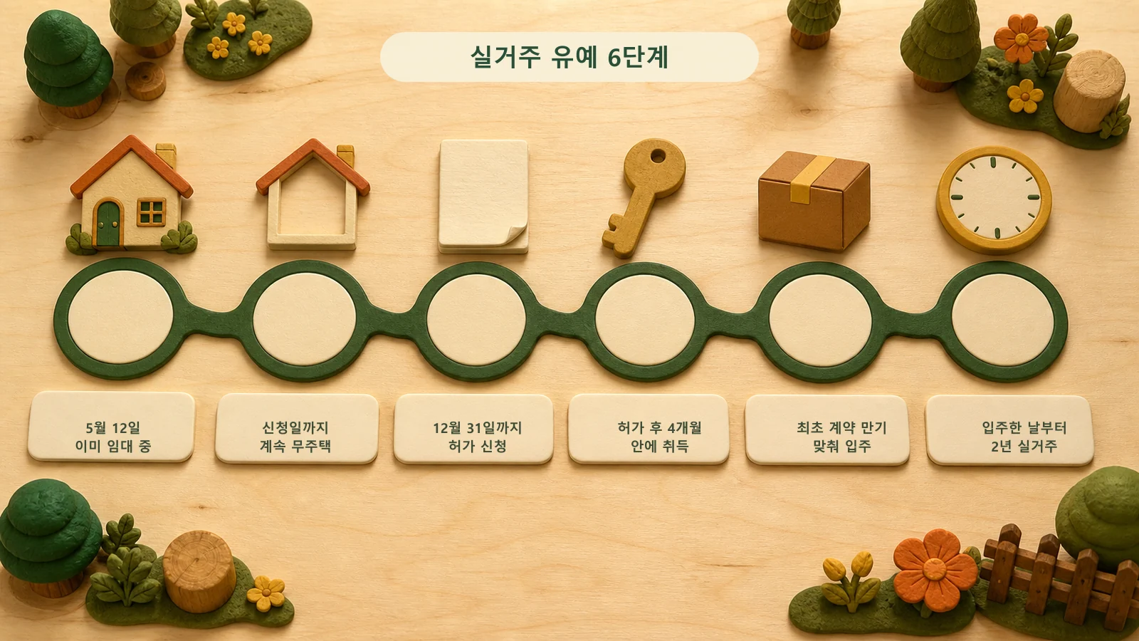 2026년 5월 12일 기존 임대차부터 허가 신청, 4개월 내 취득, 전세 만기 입주와 2년 실거주까지 이어지는 일정표